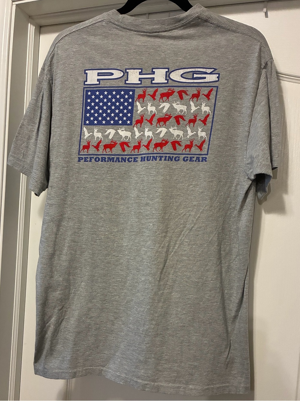 Columbia Gray PHG American Red/White/Blue Flag Design Short Sleeves Gray XL Tee
